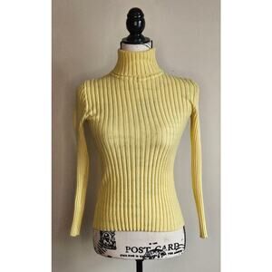 Vintage 1970's Vaccaro Turtleneck, Butter Yellow, Sz S, Italy